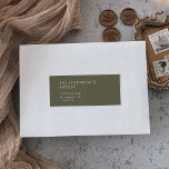 Modern Chic Olive Green Guest Address Labels<br><div class="desc">These modern chic olive green guest address labels are perfect for a simple wedding. The woodsy boho design features rustic unique and stylish bohemian typography in a minimal woodland forest green colour. Customise each label with the name and address of your guests. 21 labels per sheet. Add each sheet that...</div>