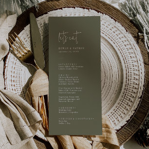 Modern Chic Olive Green Let's Eat Wedding Menu
