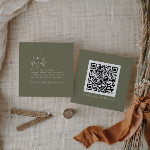 Modern Chic Olive Green QR Code Details Enclosure Card