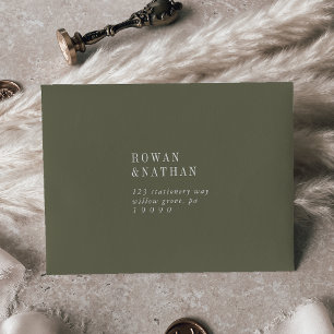 Modern Chic Olive Green Self-Addressed RSVP Envelope