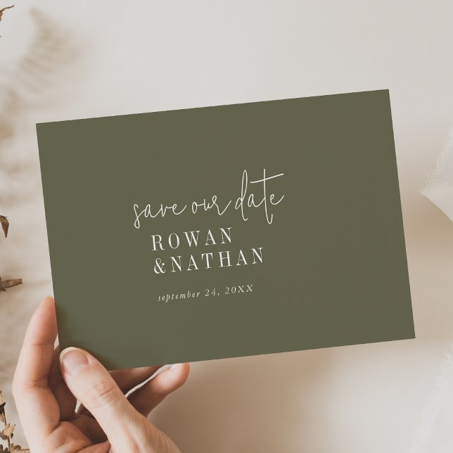Modern Chic Olive Green Wedding Save The Date (Creator Uploaded)