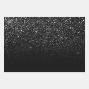 Modern Chic Ombre Black Glitter Wrapping Paper Sheet