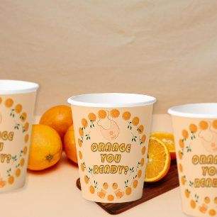 Modern Chic Orange You Ready Citrus Baby Shower Paper Cups