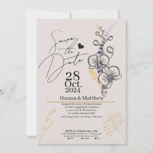Modern Chic Orchid Black & Purple Save The Date