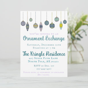 Modern Chic Ornament Exchange Party Invitation