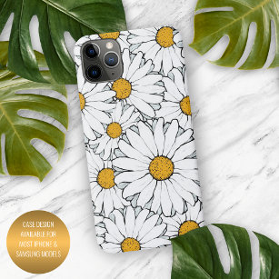 Modern Chic Ornate Daisy Floral Pattern Watercolor iPhone 13 Pro Max Case