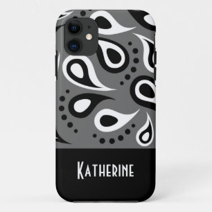 Modern Chic Paisley Pattern Custom Monogram iPhone 11 Case
