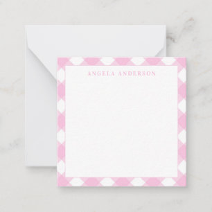 Modern Chic Pastel Blush Pink Gingham Plaid Check Card