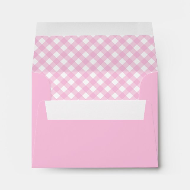 Modern Chic Pastel Light Blush Pink Plaid Gingham Envelope (Back (Bottom))