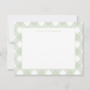 Modern Chic Pastel Mint Green Gingham Plaid Check Card