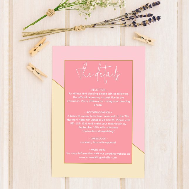 Modern Chic Pastel Pink Cream Gold Script Wedding  Enclosure Card (Creator Uploaded)