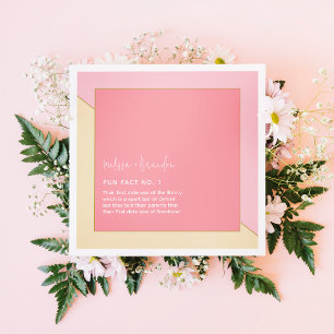 Modern Chic Pastel Pink Gold Wedding Fun Facts Napkin