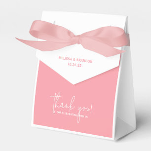 Modern Chic Pastel Pink Script Typography Wedding Favour Box
