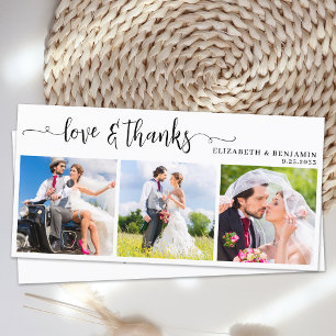 Modern Chic Personalised 3 Photo Wedding Thank You Card