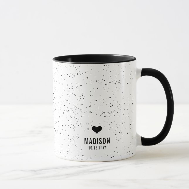 Modern Chic Personalised Name & Date Wedding Mug (Right)