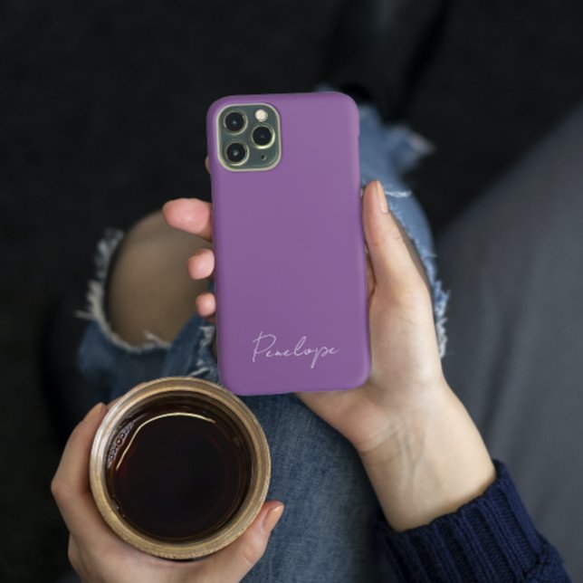Modern Chic Personalised name script Dusky Purple  Case-Mate iPhone Case (Creator Uploaded)