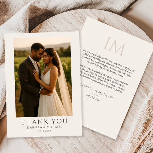 Modern Chic Personalized Elegant Photo Wedding Thank You Card