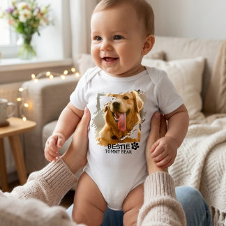 Modern Chic Pet Bestie BFF Custom Photo & Name Baby Bodysuit