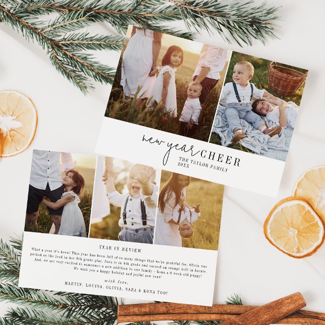 Modern Chic Photo Collage New Year Newsletter Holiday Card (Creator Uploaded)