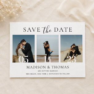 Modern Chic Photo Collage Wedding Save The Date Invitation