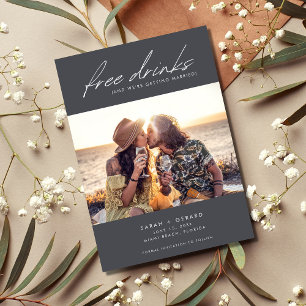 Modern Chic Photo Free Drinks Wedding Save The Date