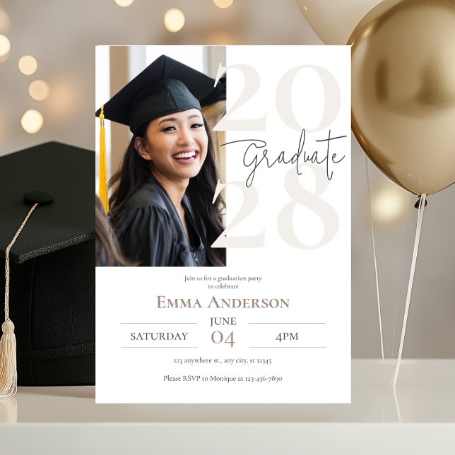 Modern Chic Photo Graduation Invitation (Creator Uploaded)
