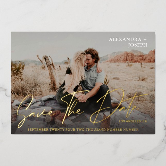 Modern Chic Photo Long Date Save the Date (Front)