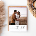 Modern Chic Photo Vertical Save the Date White Inv Invitation<br><div class="desc">Get your guests excited for your wedding by sending a modern & Chic Photo Vertical Save the Date Card with your photo & modern calligraphy. See our photo wedding Invitation collection for more styles or photo orientations. Your photo is the feature of this Minimalist and Modern Save the Date. And...</div>