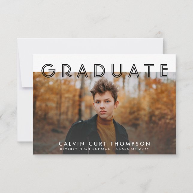 Modern Chic Photo Virtual Graduation for Boys Invitation (Front)
