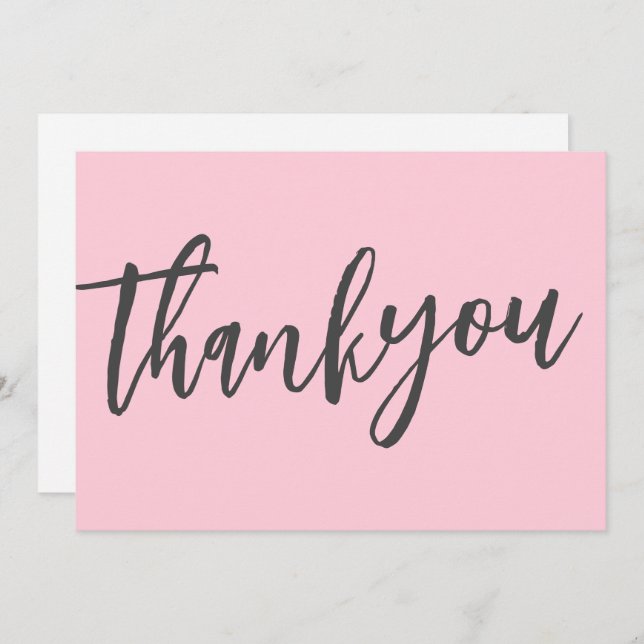 Modern Chic Pink Calligraphy Script Wedding  Thank You Card (Front/Back)
