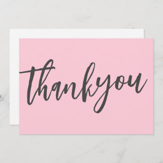 Modern Chic Pink Calligraphy Script Wedding Thank You Card