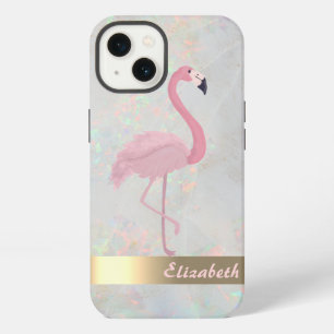 Modern Chic Pink Flamingos Opal Iridescent iPhone 13 Case