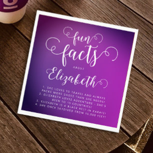 Modern Chic Pink Purple Gradient Fun Facts Lady  Napkin