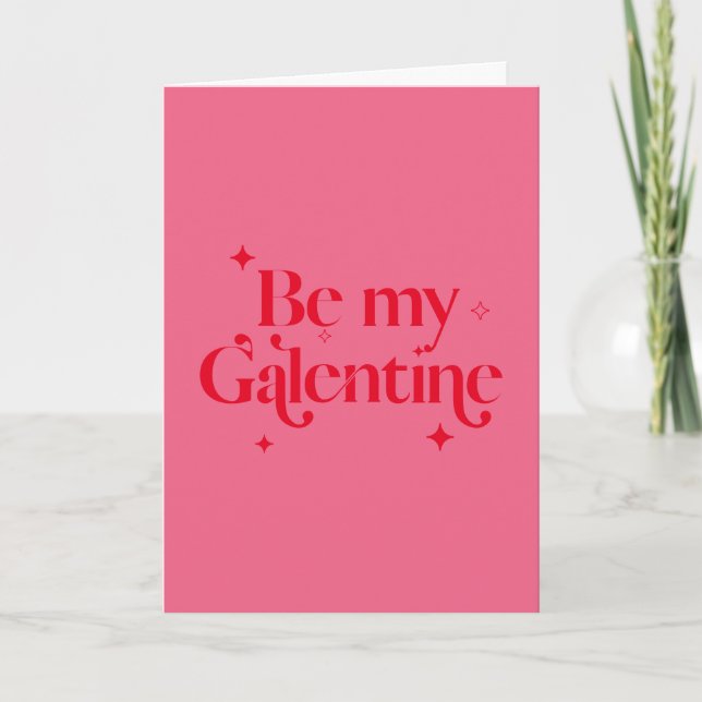 Modern Chic Pink Red Sparkle Friend Galentine Holiday Card (Front)