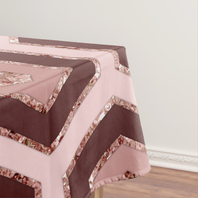 Modern Chic Pink Rose Gold Hexagon Geometric Tablecloth (In Situ)