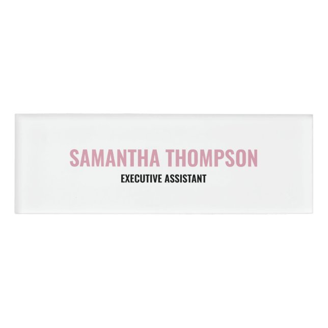 Modern Chic Pink, White & Black  Name Tag (Front)
