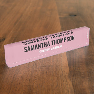 Modern Chic Pink, White & Black  Nameplate