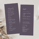 Modern Chic Plum Purple Flat Wedding Program<br><div class="desc">This minimalist chic plum purple flat wedding program is perfect for a simple wedding. The minimalist boho design features rustic unique and stylish bohemian typography in a dark moody eggplant purple colour. Include the name of the bride and groom, the wedding date and location, thank you message, order of service,...</div>