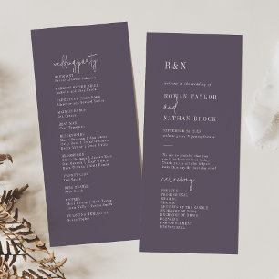 Modern Chic Plum Purple Flat Wedding Program