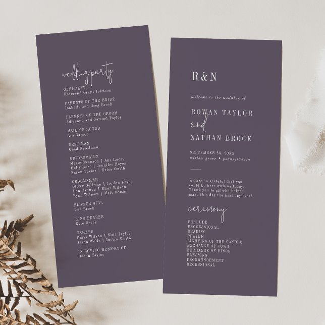Modern Chic Plum Purple Flat Wedding Program (Creator Uploaded)