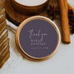 Modern Chic Plum Purple Thank You Stickers<br><div class="desc">These modern chic plum purple thank you stickers are perfect for a simple wedding reception. The minimalist boho design features rustic unique and stylish bohemian typography in a dark moody eggplant purple colour. Personalise the sticker labels with your names, and the date. These stickers can be used for a wedding...</div>