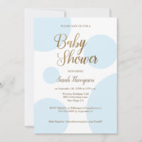 Modern Chic Polka dot Gold Blue Baby Shower 