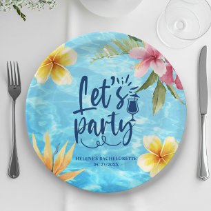Modern Chic Pool Bachelorette Party Paper Plate