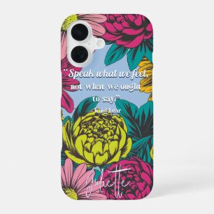 Modern Chic Pop Art Floral Shakespeare Quote iPhone 16 Case