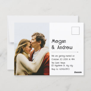 Modern chic poto wedding  postcard