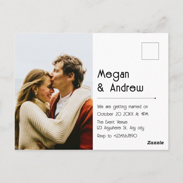 Modern chic poto wedding  postcard (Back)