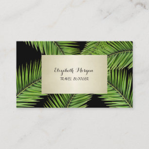 Modern Chic Professional,Black ,Palm Leaves Business Card