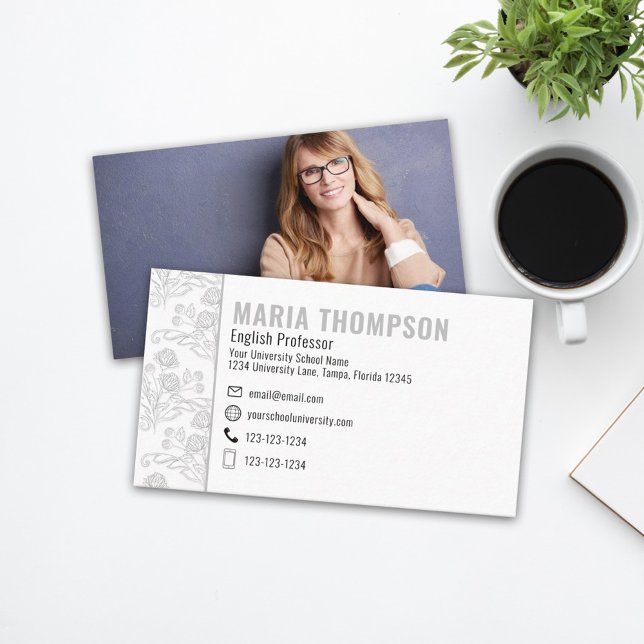 Modern Chic Professional Minimalist Floral Simple Business Card (Creator Uploaded)