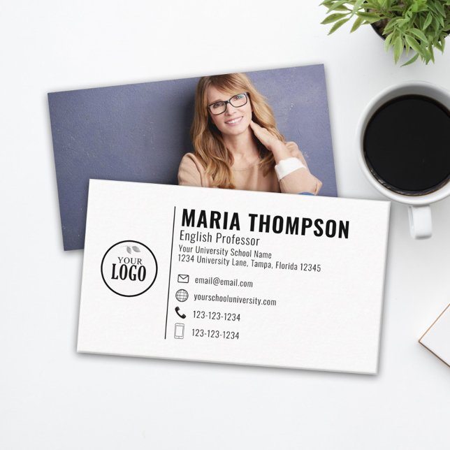 Modern Chic Professional Minimalist Logo Photo Business Card (Creator Uploaded)