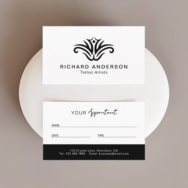 Modern Chic Professional Tattoo Artists Appointment Card (Creator Uploaded)